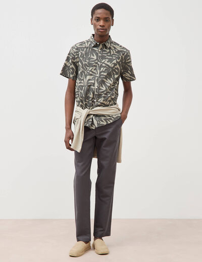 Chemise manches courtes vert kaki homme