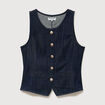 Gilet en jeans sans manches col rond denim brut femme
