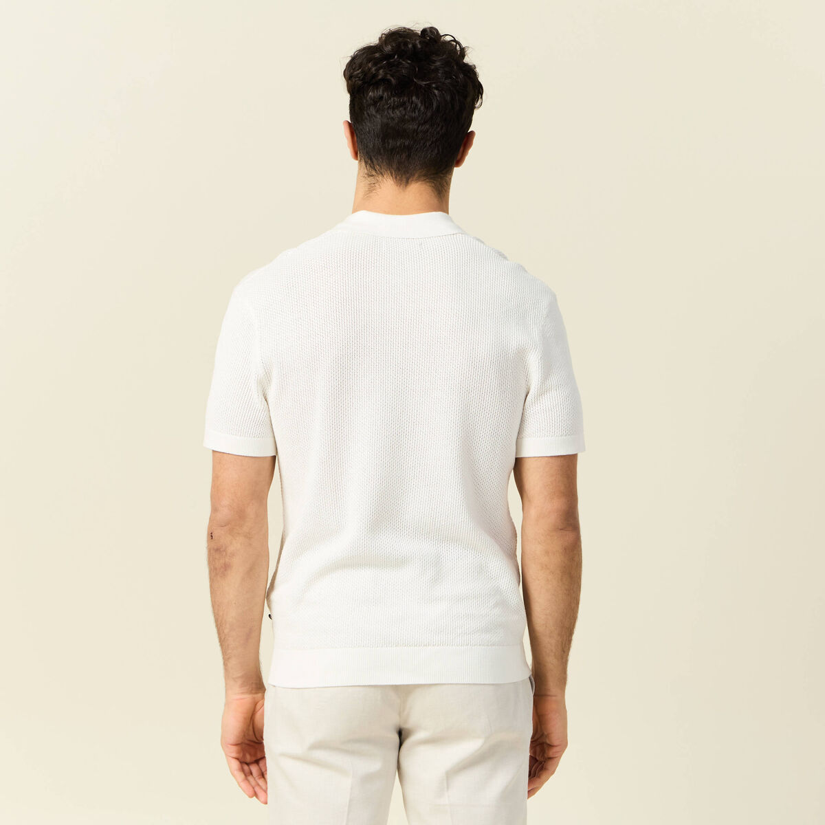 Polo manches courtes ecru homme