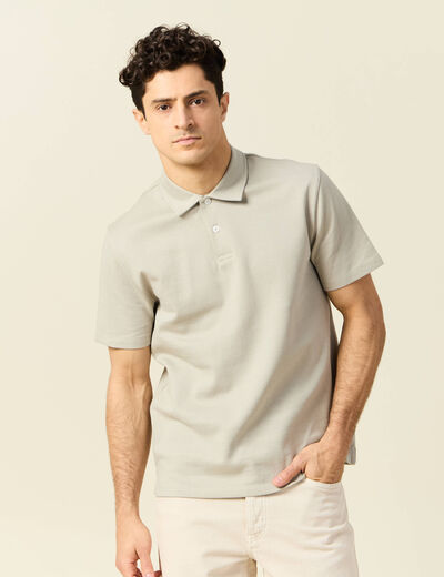 Polo manches courtes beige homme