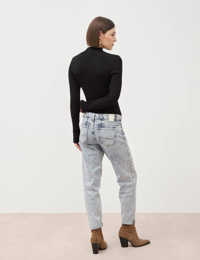 Jeans girlfriend 5 poches denim snow bleu femme