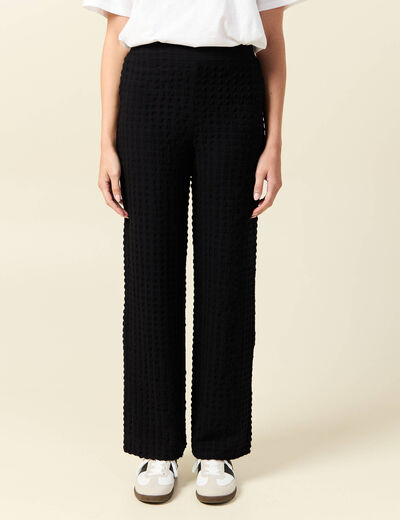 Pantalon loose taille haute fluide noir femme