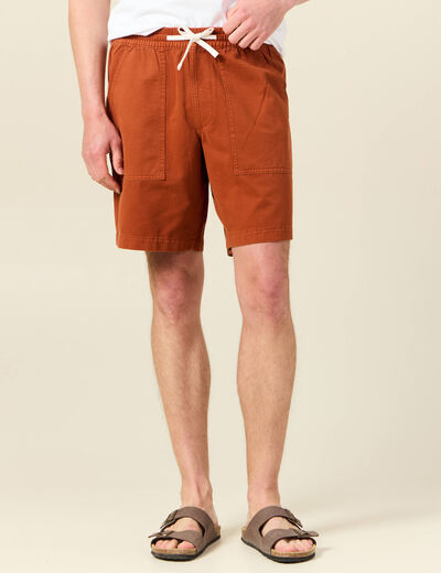 Bermuda droit à coulisse marron cognac homme