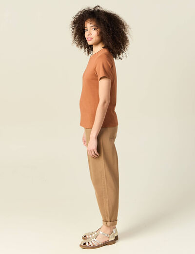 T-shirt éco-responsable marron cognac femme