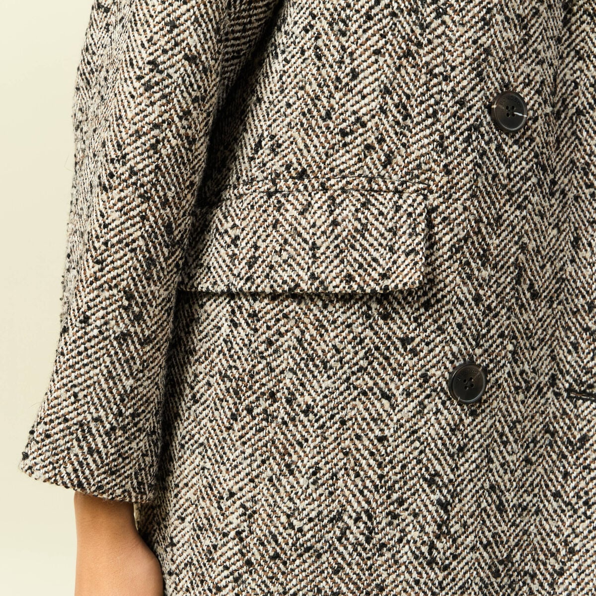 Manteau long oversize col montant gris fonc&eacute; femme