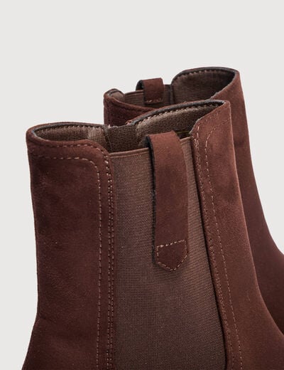 Bottines &agrave; semelle crant&eacute;e marron fonc&eacute; femme