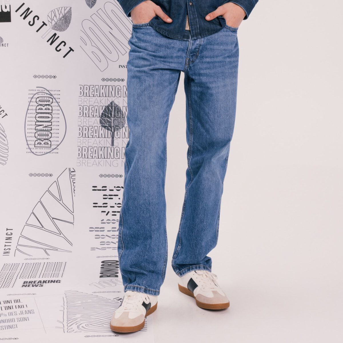 Jeans relax 5 poches denim stone homme