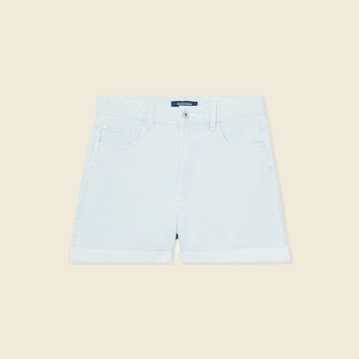 Short mom en jean denim bleach femme