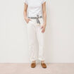 Jeans boyfriend ceintur&eacute; denim blanc femme