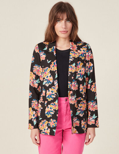 Veste esprit blazer droite noir femme