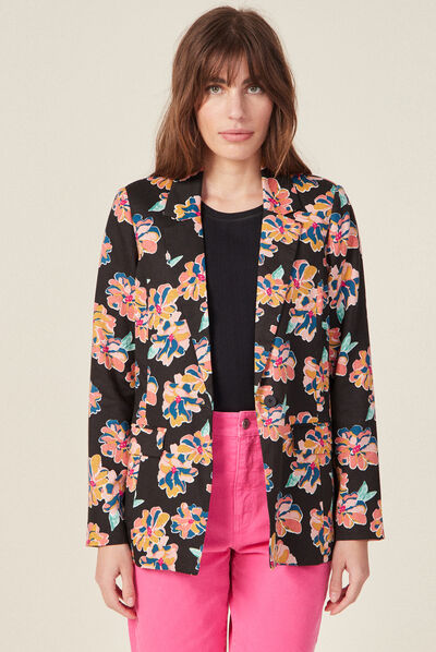 Veste esprit blazer droite noir femme