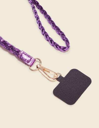 Dragonne de téléphone tressée violet clair femme