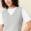 Pull sans manches col en V gris clair femme