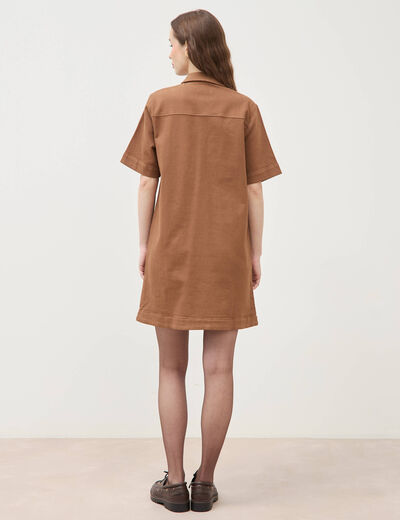 Robe manches courtes marron femme