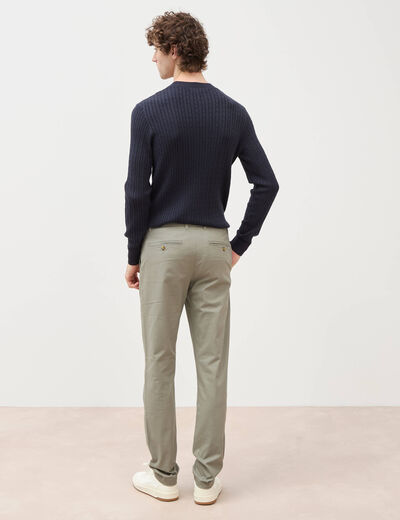 Pantalon chino slim vert kaki homme