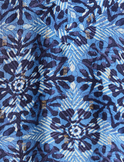 Robe longue évasée fluide bleu femme