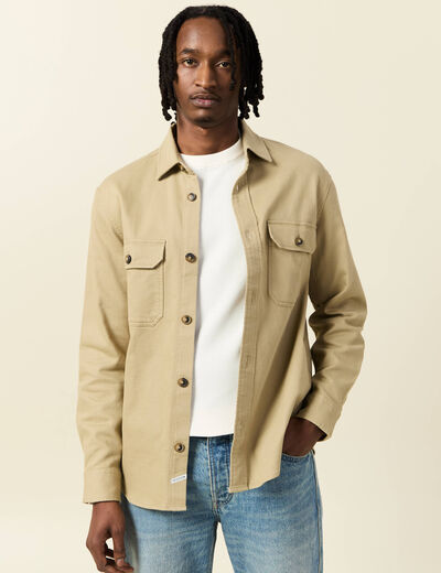 Surchemise manches longues taupe homme