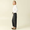 Jeans barrel 7/8&egrave;me avec ceinture denim gris femme