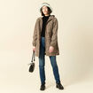 Parka longue à capuche camel femme