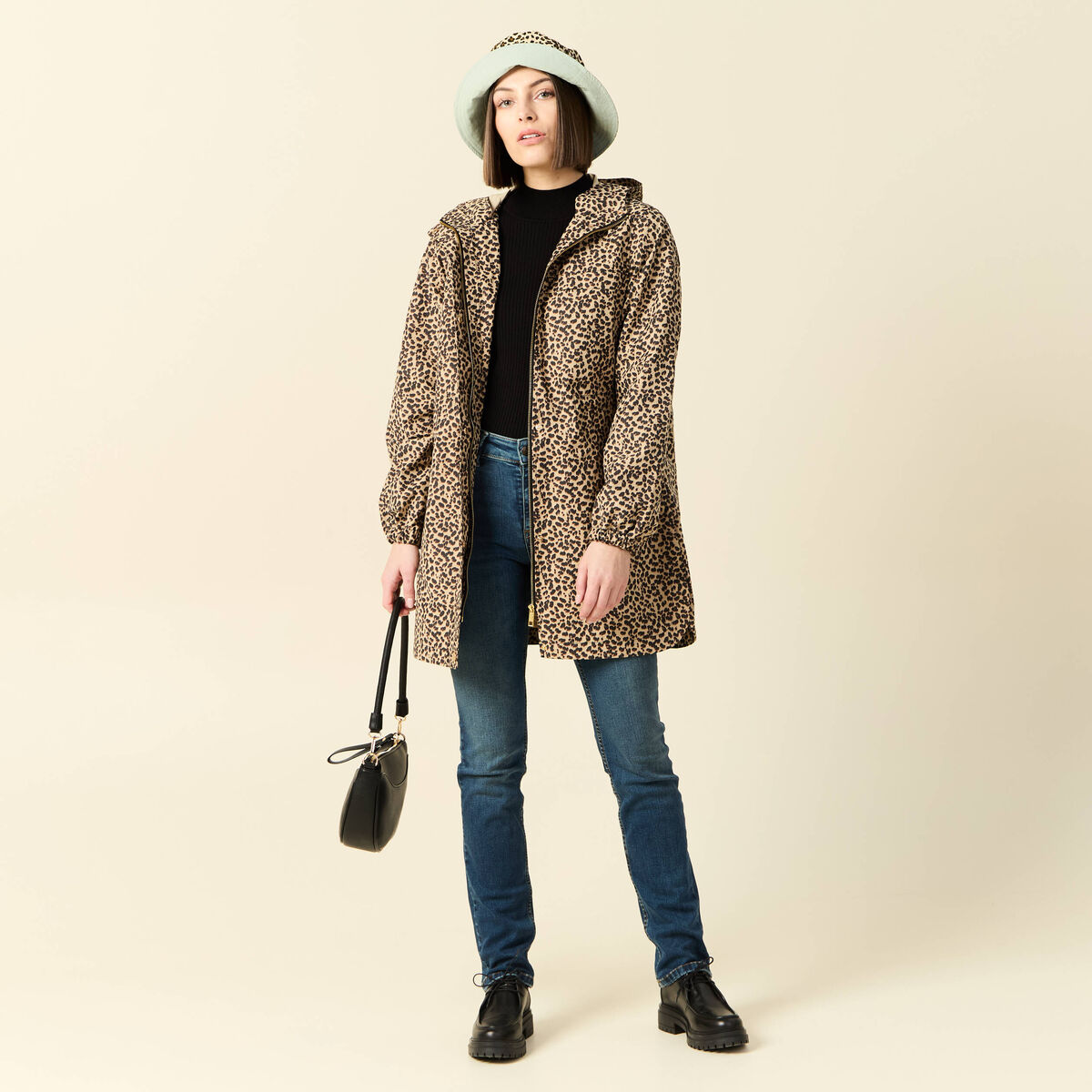 Parka longue à capuche camel femme