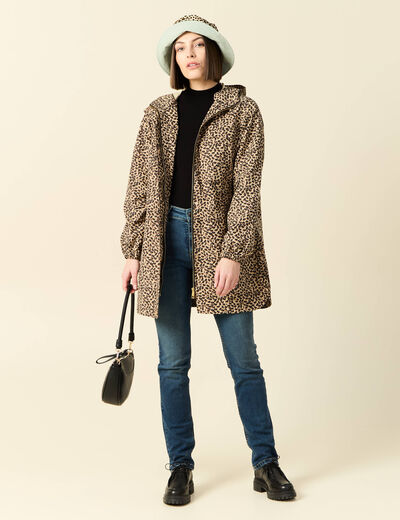 Parka longue à capuche camel femme