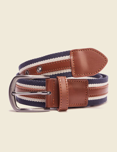 Ceinture en cuir bleu marine homme