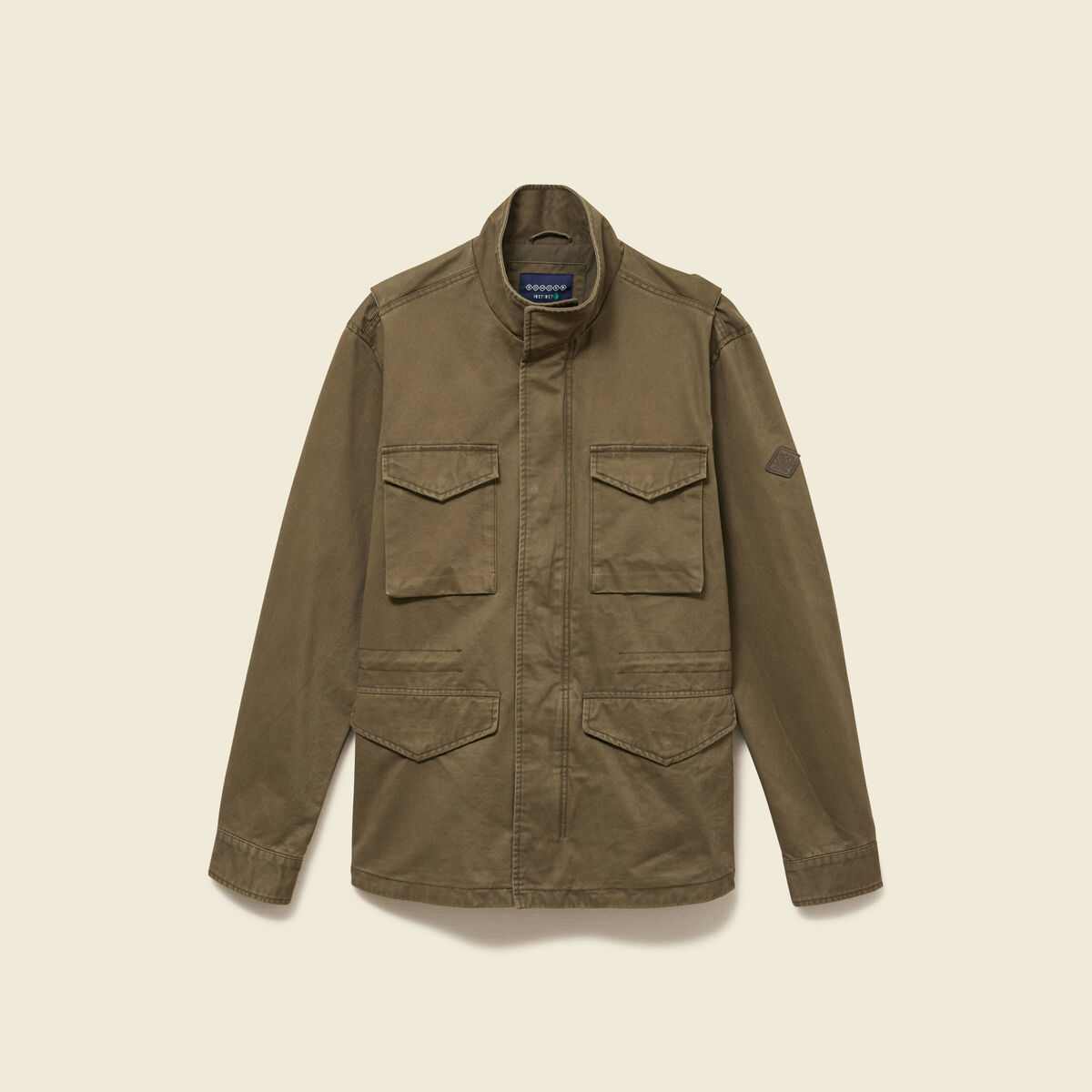 Saharienne col montant manches longues vert kaki homme