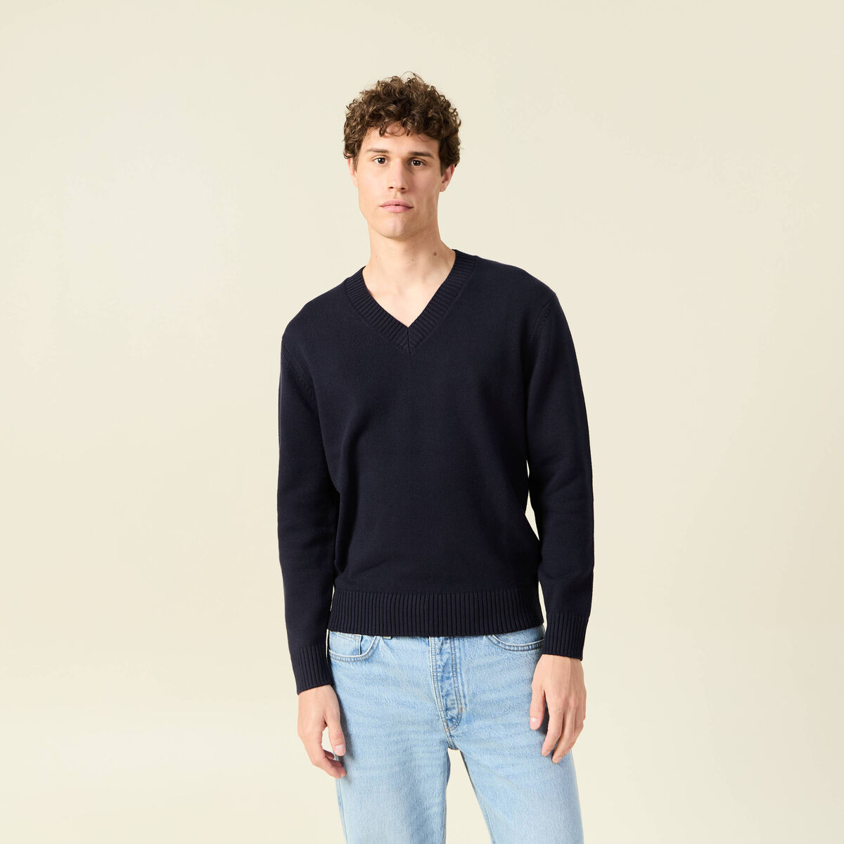Pull éco-responsable bleu marine homme