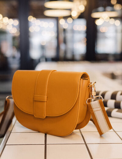 Sac à rabat en bandoulière jaune femme