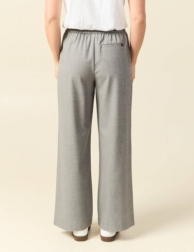 Pantalon taille haute fluide gris clair femme