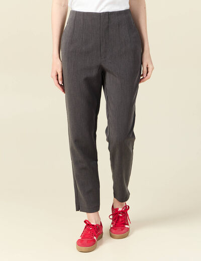 Pantalon cigarette gris femme