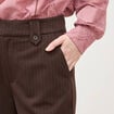 Pantalon large taille haute fluide marron fonc&eacute; femme