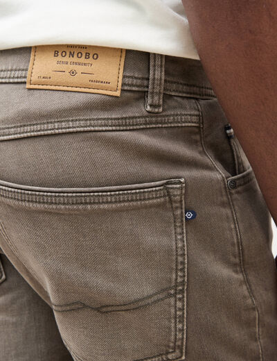 Jeans straight longueur 34 denim marron homme