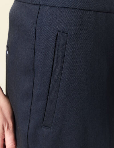 Pantalon cargo taille haute bleu marine femme