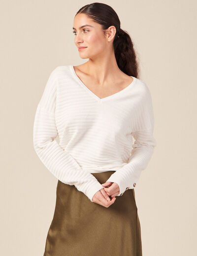 Pull éco-responsable ecru femme