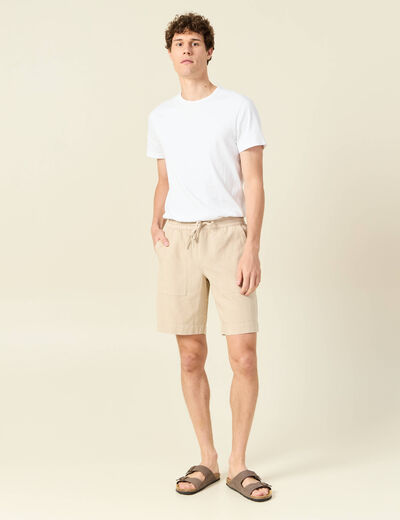 Short droit à coulisse sable homme