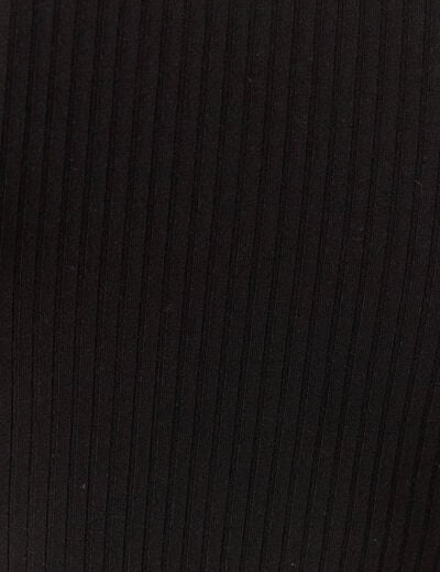 T-shirt cintr&eacute; col v dentelle noir femme