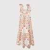 Robe bretelles col carr&eacute; fluide blanc femme
