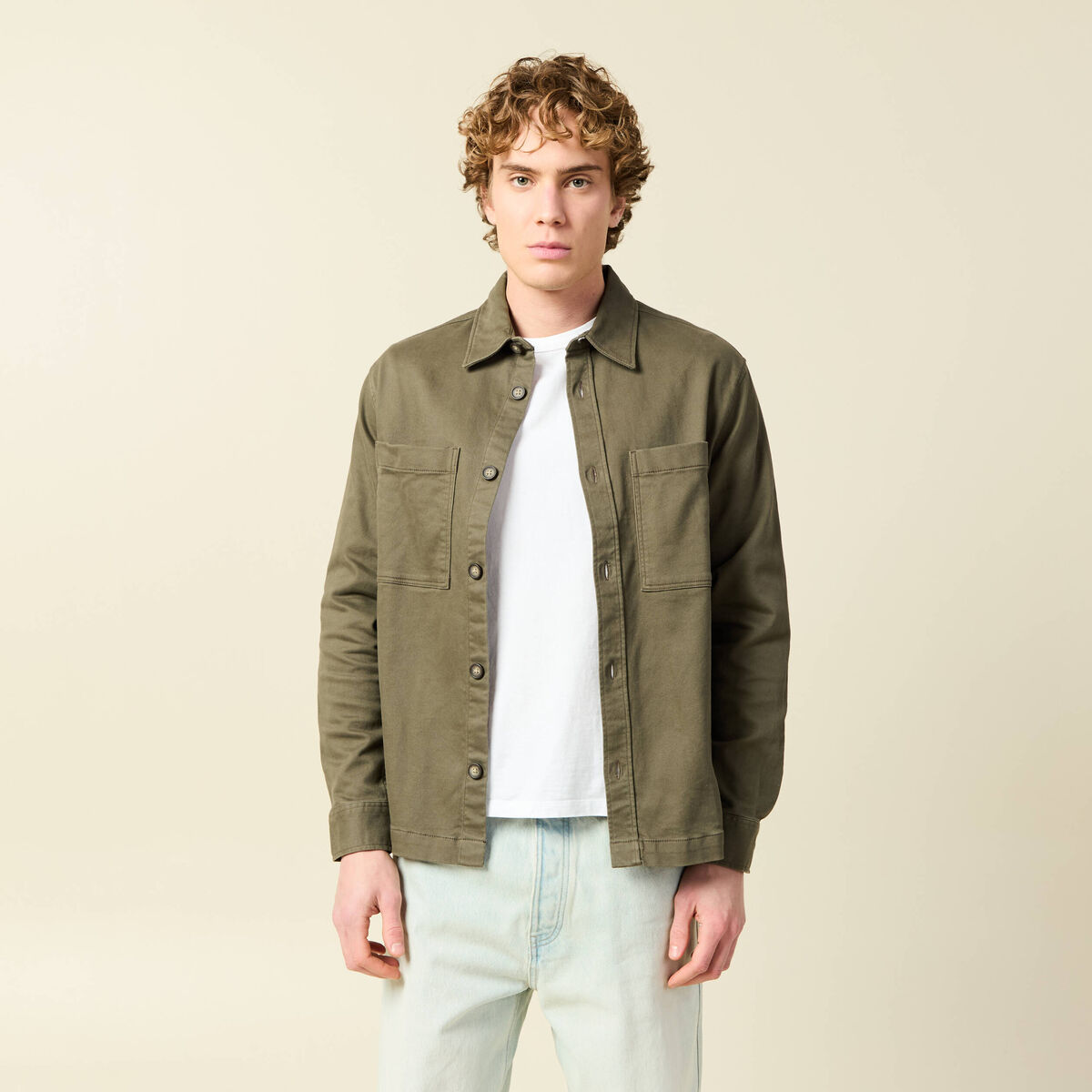 Surchemise manches longues taupe homme