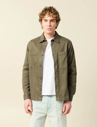 Surchemise manches longues taupe homme