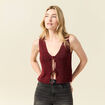 Débardeur tricot noué rose framboise femme