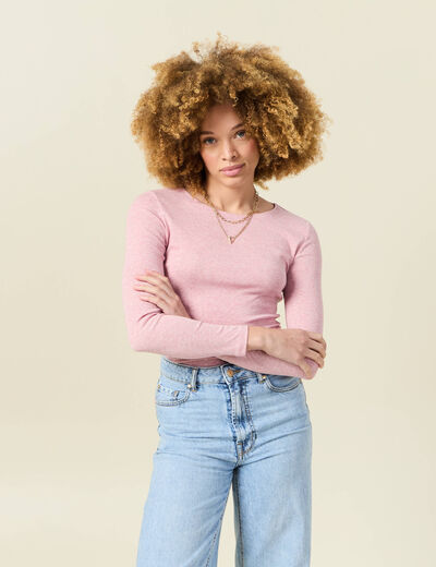 T-shirt femme maille unie Instinct rose clair femme