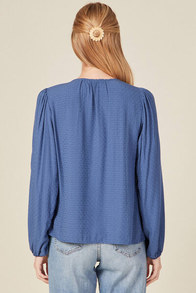 Chemise manches longues bleu ciel femme