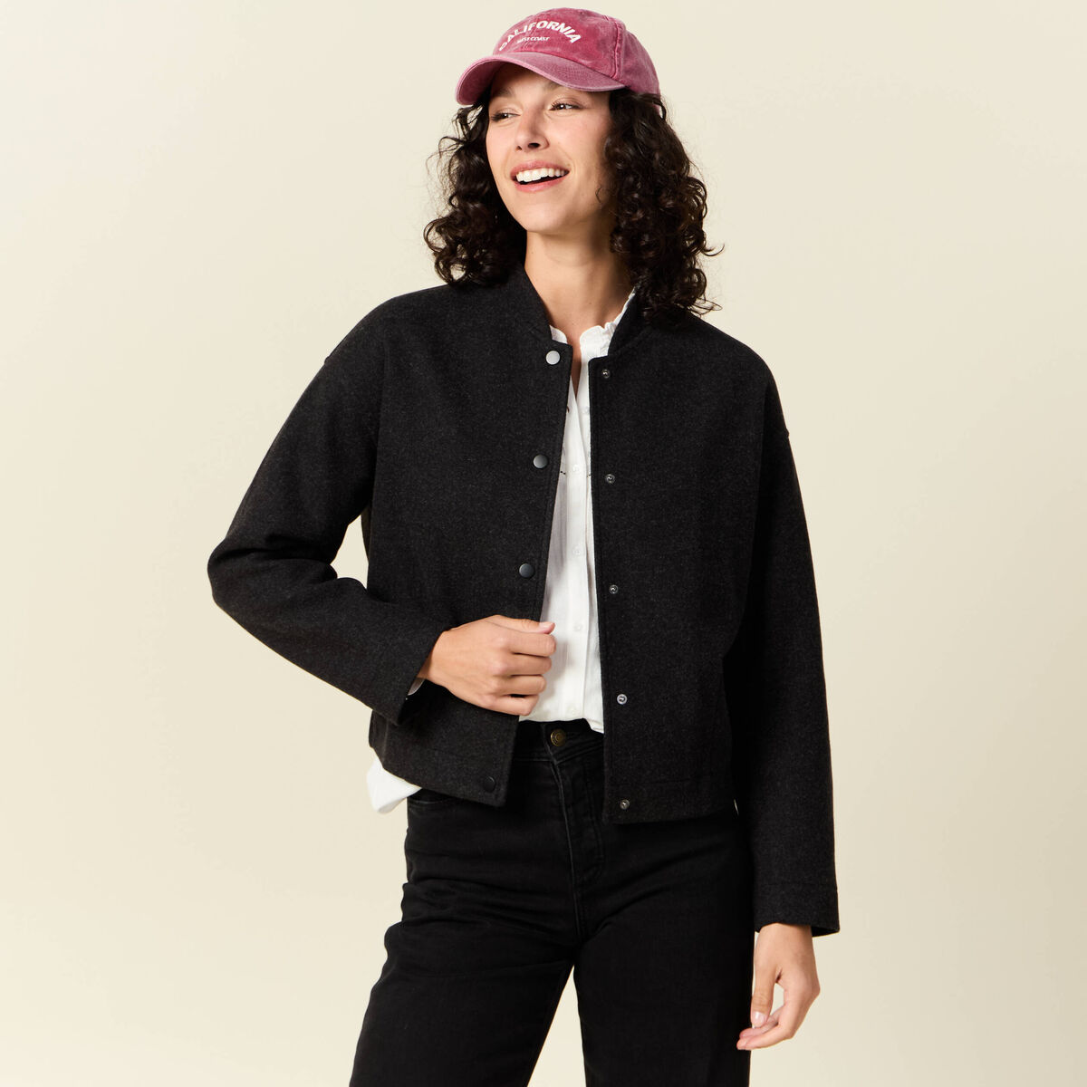 Gilet manches longues gris foncé femme