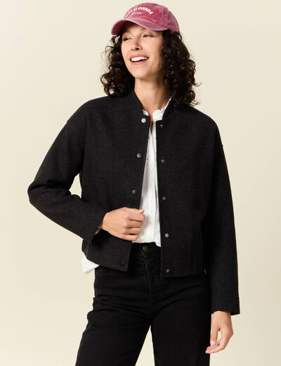 Gilet manches longues gris foncé femme
