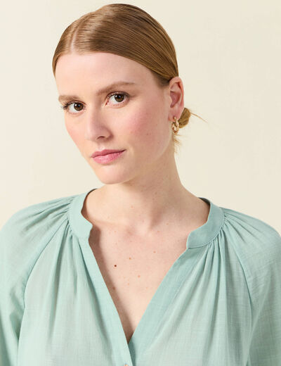 Chemise manches longues vert pastel femme