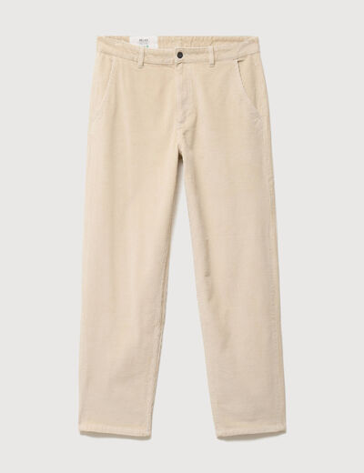 Pantalon droit en velours longueur 32 sable homme