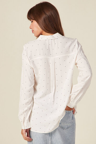 Chemise manches longues ecru femme
