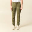 Pantalon cargo battle 7/8&egrave;me en maille vert kaki femme