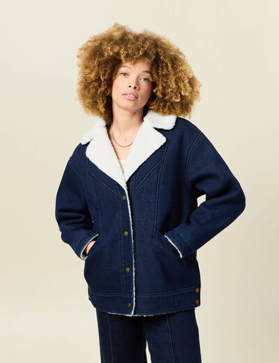 Manteau en jean doublé denim stone femme